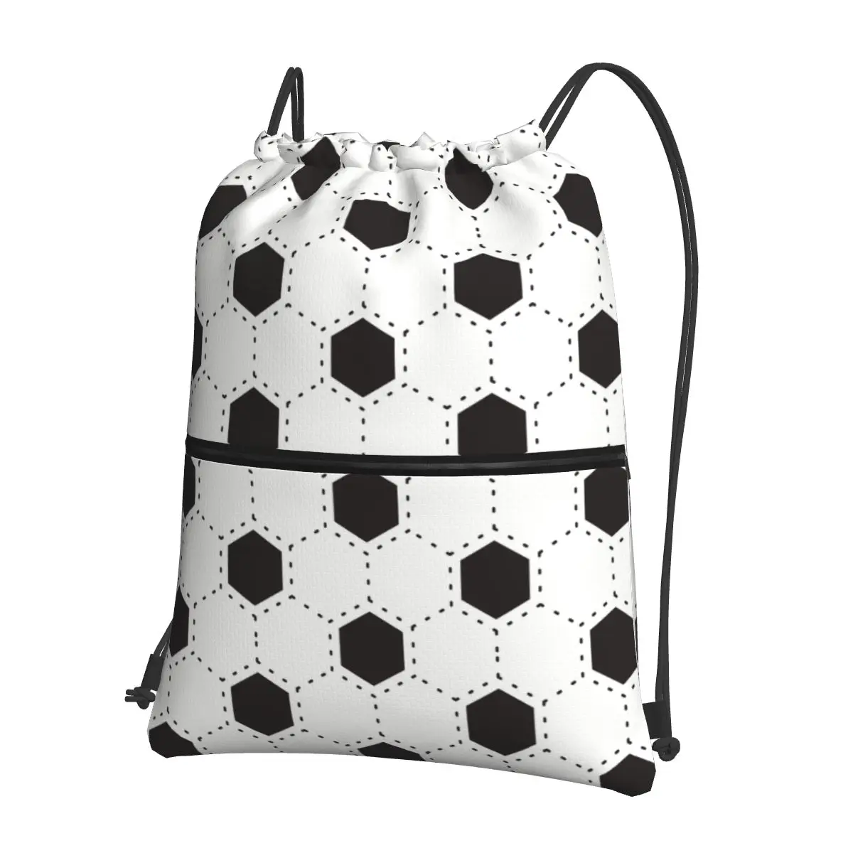 Football Soccer Ball Drawstring Backpack With Zipper Pocket Sports Gym Bag Reversible String Sackpack for Working Out