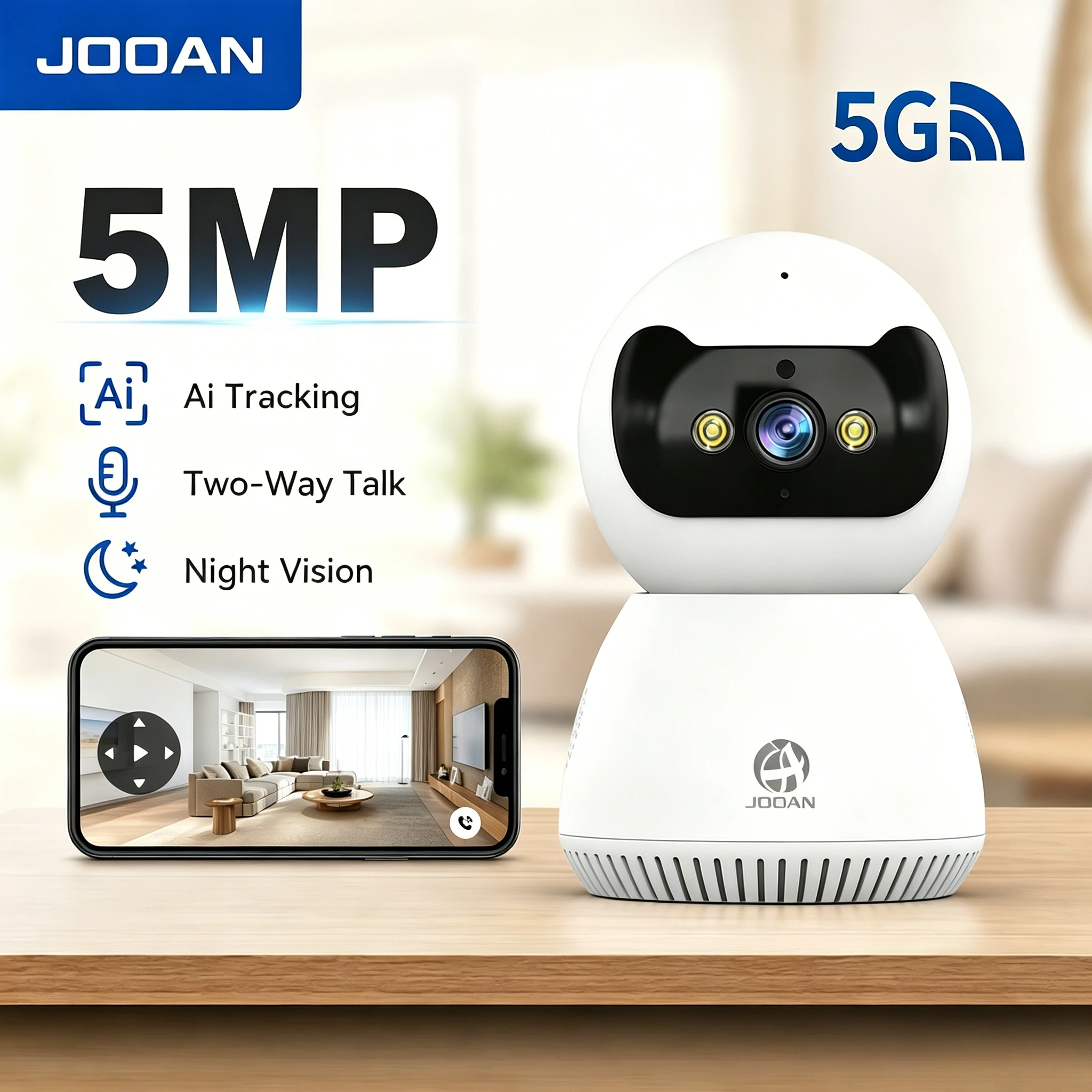 JOOAN 5MP 3MP WiFi IP Camera Ai Tracking Two-way audio Home Security Smart Baby Monitor