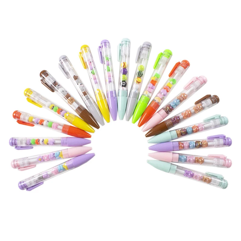 36pcs Cute 3D Beads Kawaii Ballpoint Pen for Writing Beadable Pens Funny Ball Point Pen School Supplies Student Prize Gift Items