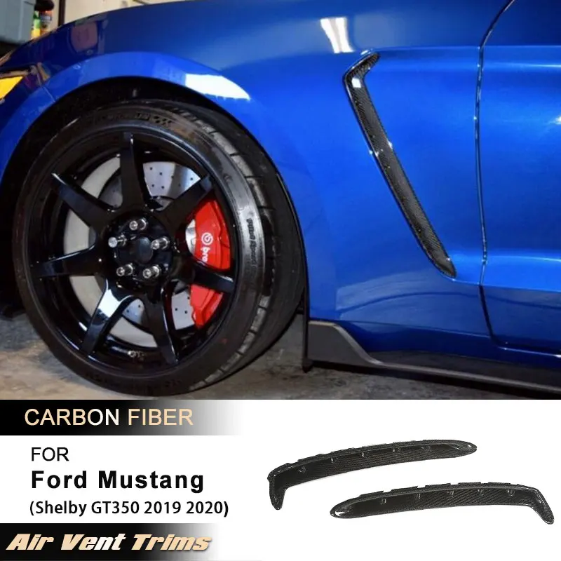 Накладки на боковые крылья автомобиля для Ford Mustang Shelby GT350 2019 2020, накладки на вентиляционные отверстия, плавники, комплекты кузова Prepreg Dry Carbon