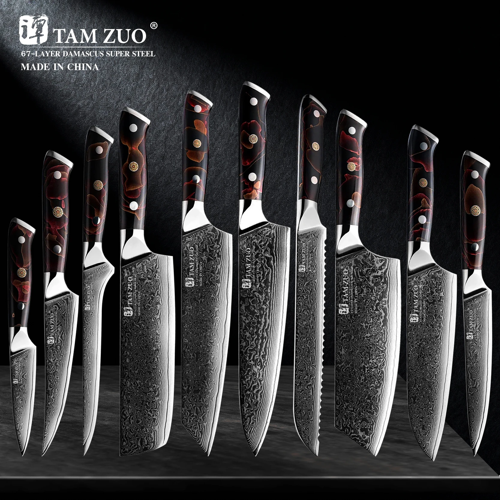 

Damascus Steel Chef's Knife VG10 Japanese Sashimi Knife Household Santoku Knives Meat Cleaver Bread Knife Fruit Peeler with Box