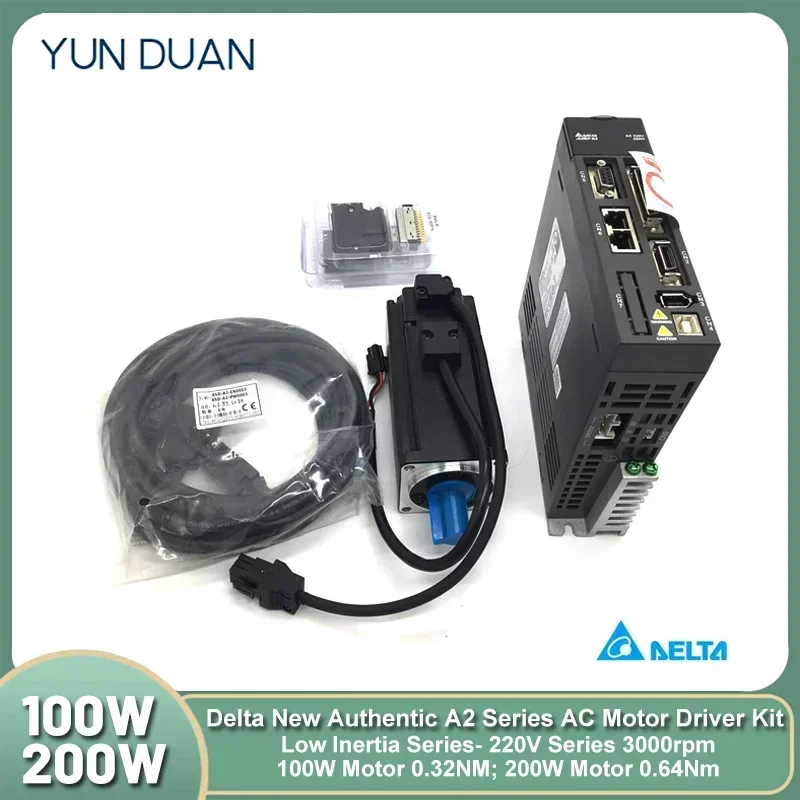 Delta AC 220V Servo Motor Driver Kit 100W 200W 3000rpm ASD-A2-0121-L/U/E/F/M ECMA-C10401GS ASD-A2-0221-L/U/E/F/M ECMA-C10602RS