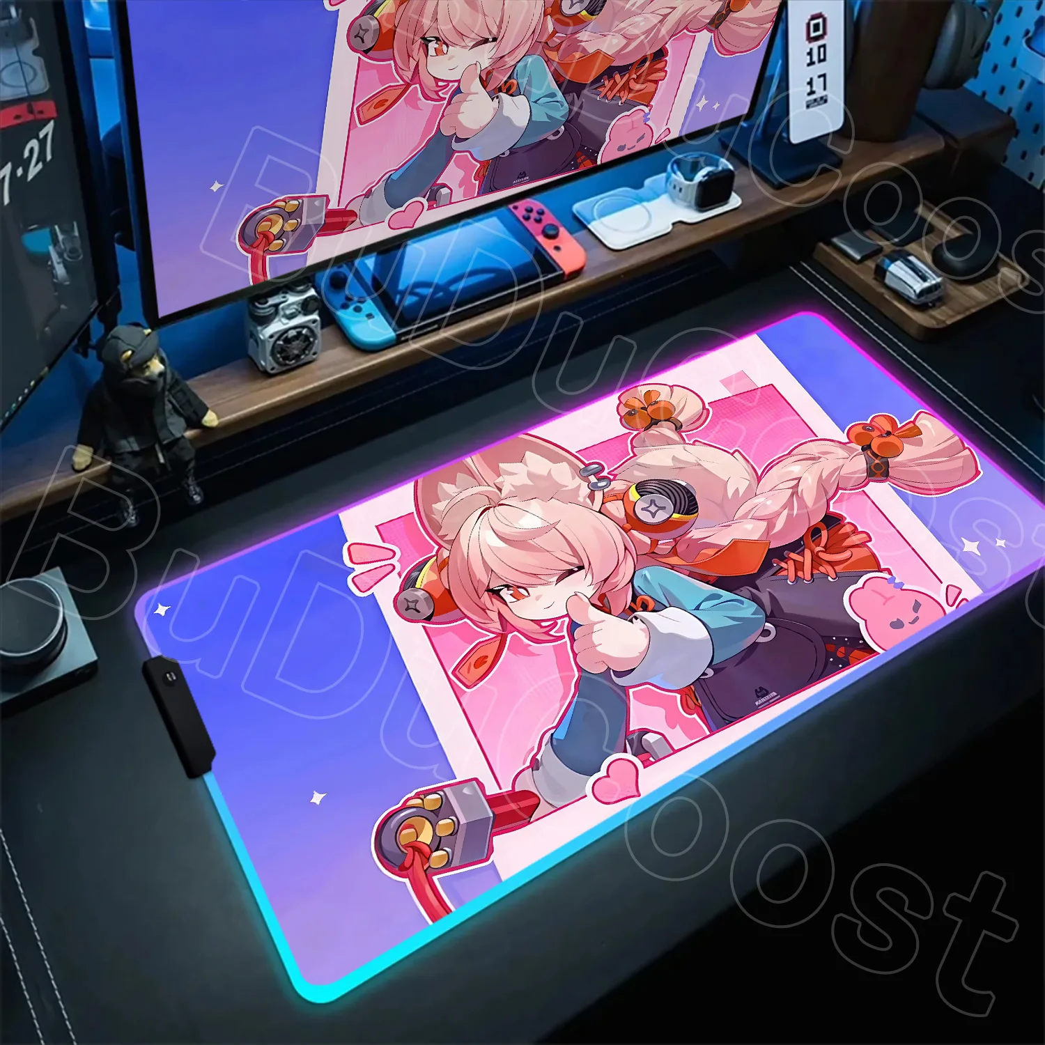 

RGB светодиодный настольный коврик Cute Zhao Ye Shunguang Zenless Zone Zero Коврики для мыши ZZZ Игровой коврик для мыши Большой коврик для мыши Аниме Настольные коврики
