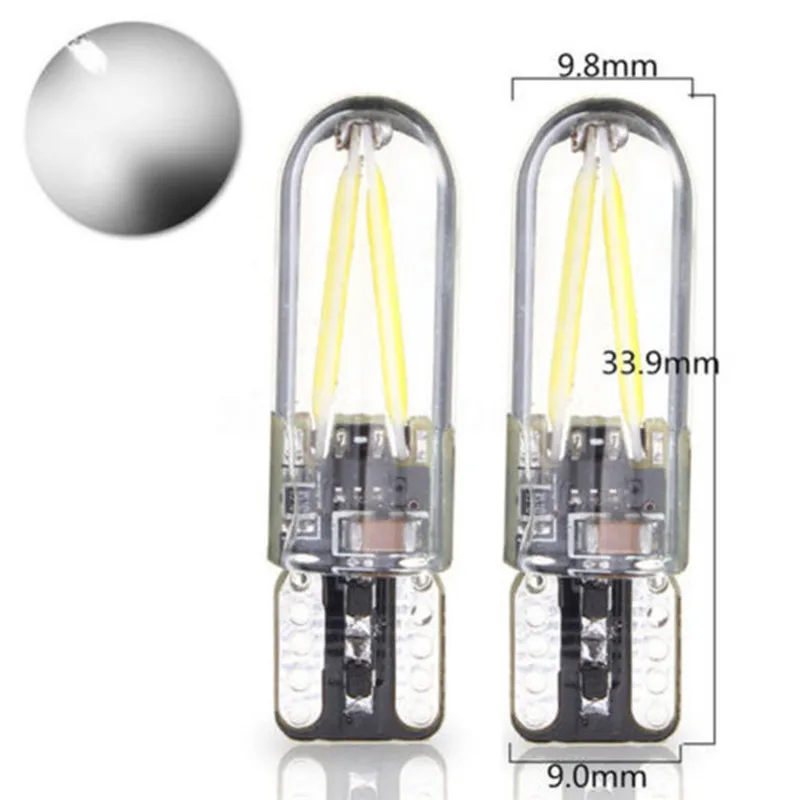 

2pcs 194 168 DC 12v White Bulbs Car Clearance Lights Bulbs LED T10 W5W COB LED CANBUS Silica Bright Glass License Light Bulbs
