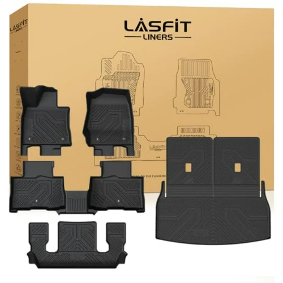 

Коврики для пола, багажника и спинок сидений для Lincoln Aviator 2020-2026, только для 6-местных версий, второй ряд без центральной консоли, TPE, всепогодные