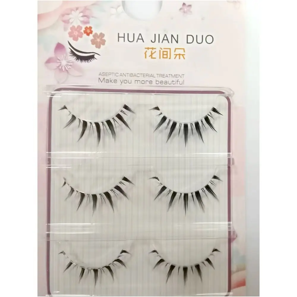 3 pares macio 3d pequeno diabo cílios postiços cosplay haste transparente tira completa mangá cílios ferramentas de maquiagem grosso feminino