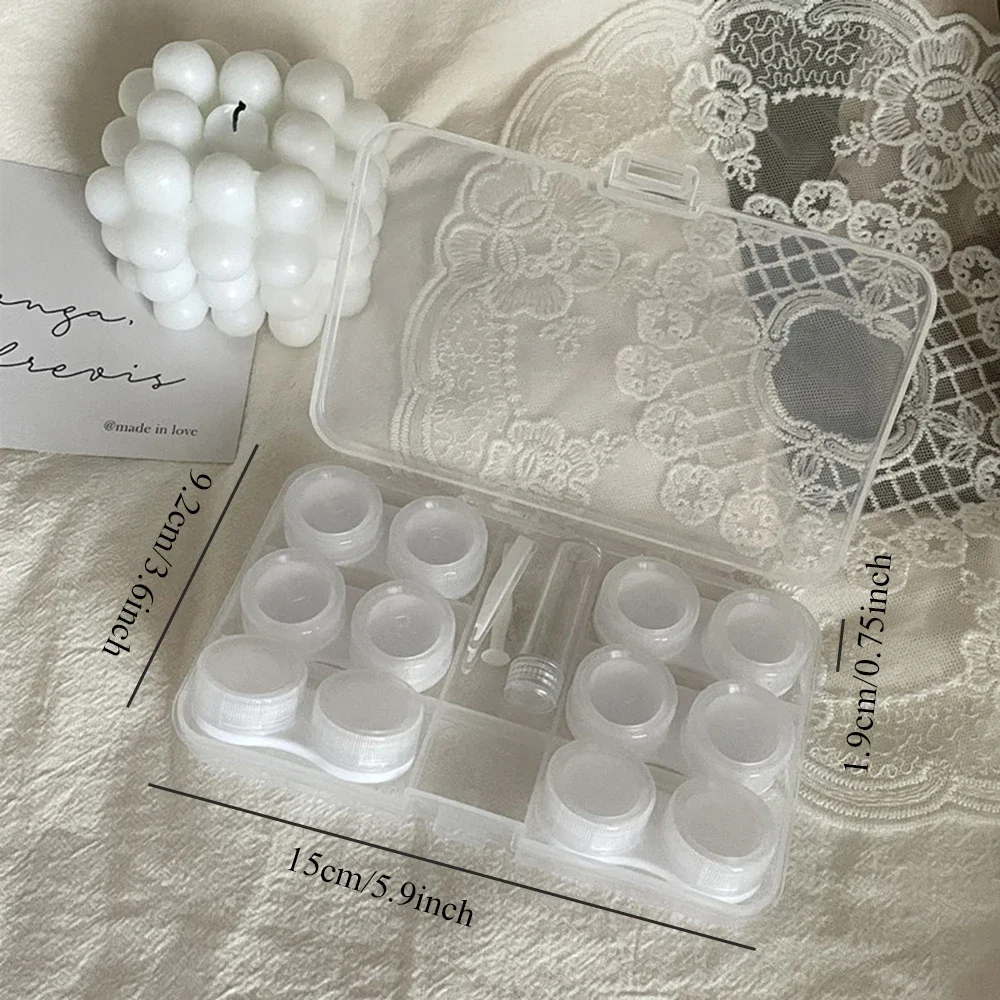 6 Pairs Large Contact Lenses Soak Storage Case with Stick Travel Portable Contact Lens Box Holder Clear Eyewear Container