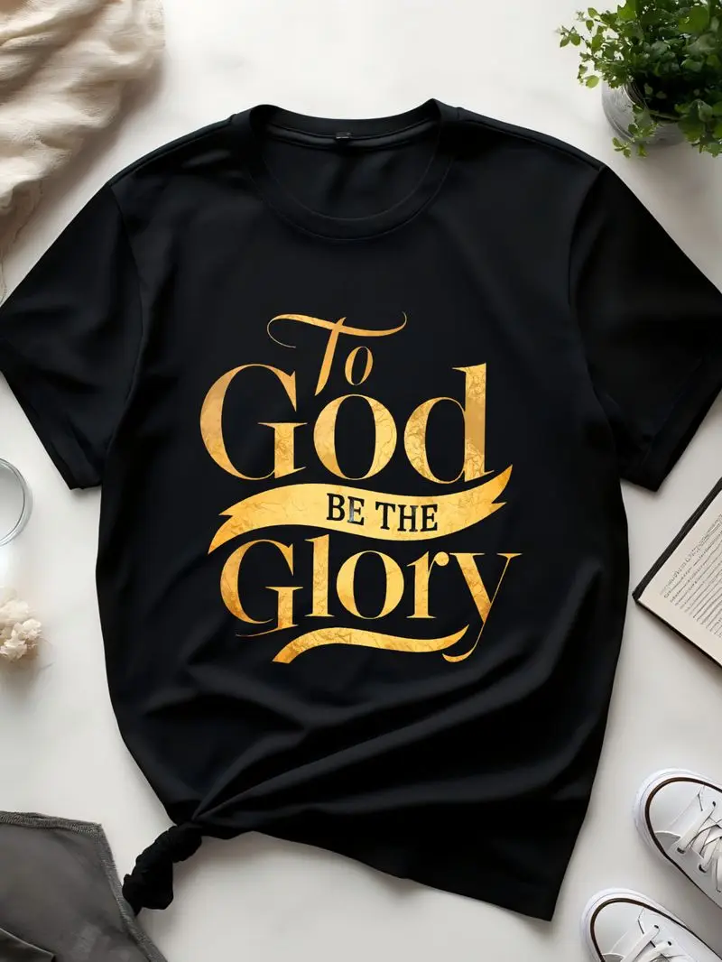 Unisex Christian Faith T-Shirt To God Be The Glory Casual Round Neck Short Sleeve Religious Tee Church Worship Apparel Gift Idea