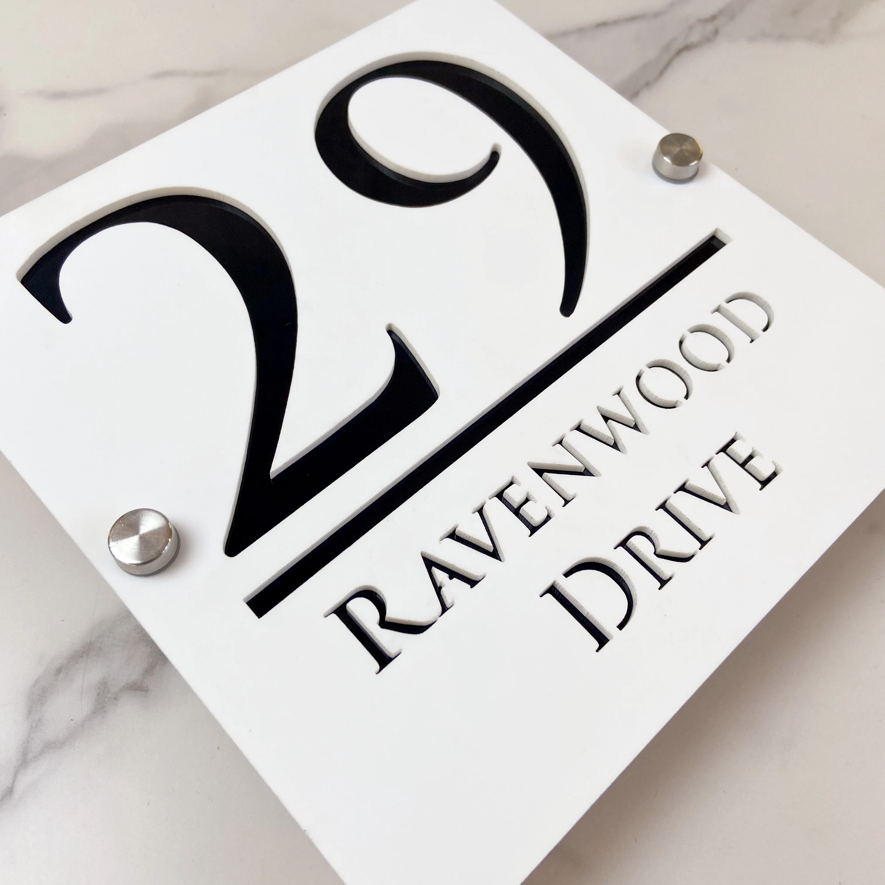 لوحة رقم المنزل الاكريليك | ديكور الجدار في الهواء الطلق | علامة عنوان مخصصة | لوحة أرقام أكريليك مخصصة لعنونة المنزل #1