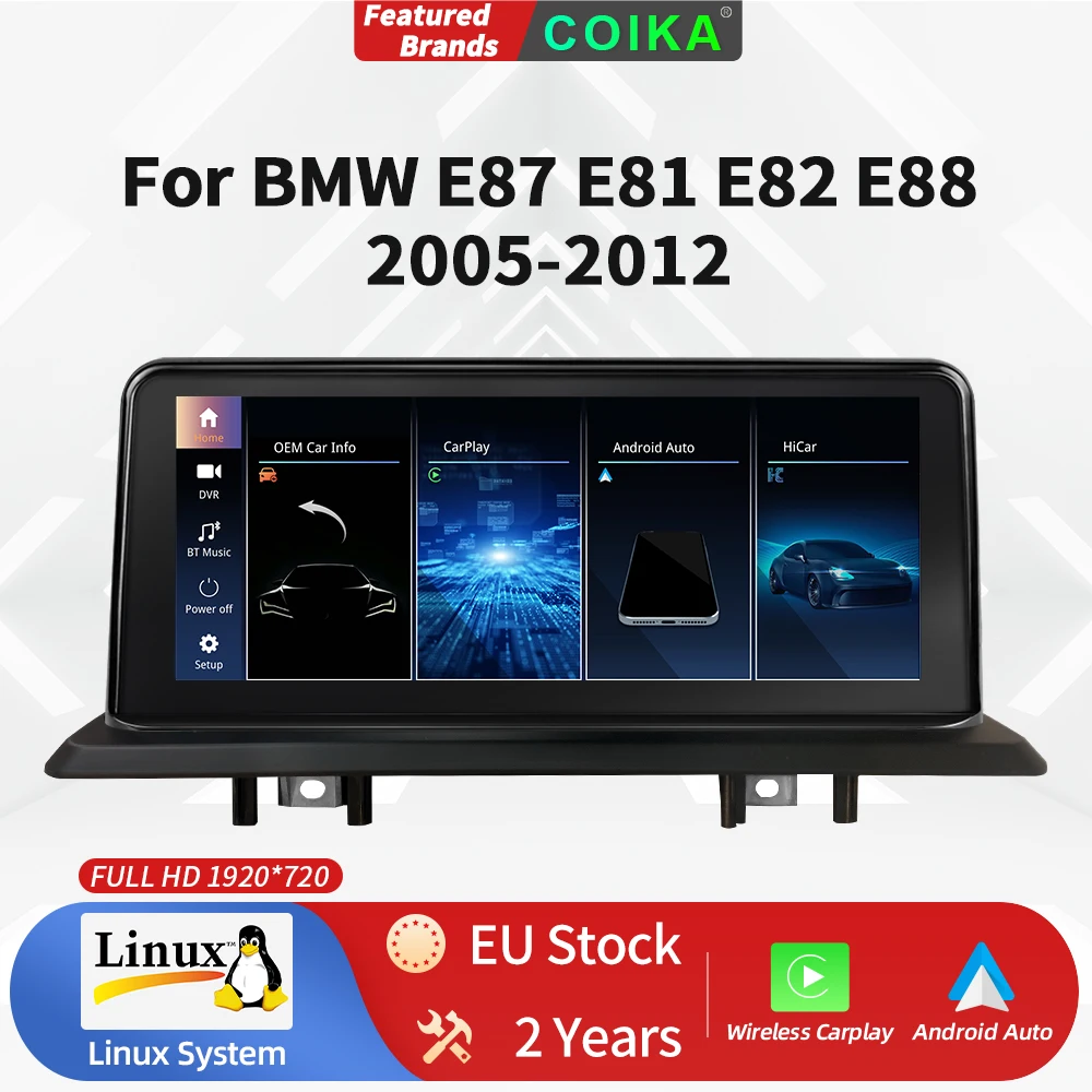 COIKA LINUX Apple Carplay For BMW 1Series E81E82 E87 E88 Wireless Connection Auto Radio Car Parts and Accessories Multimedia