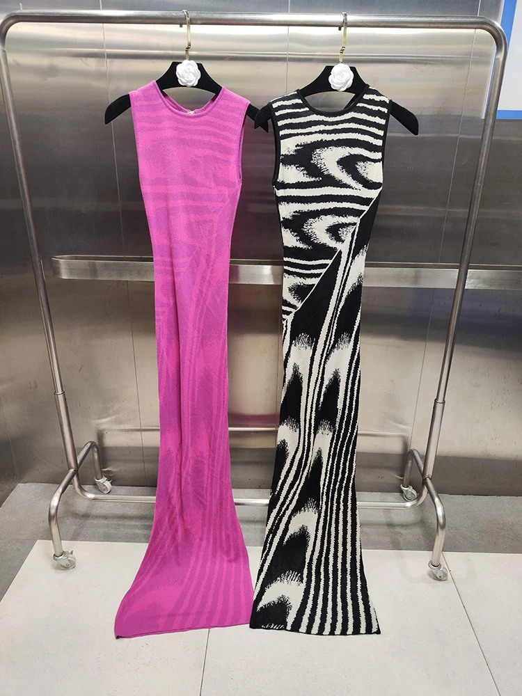 Sexy schlankmachende, hochwertige, bedruckte, figurbetonte Maxikleider für Frauen, Rundhalsausschnitt, ärmellos, Abendparty, Geburtstag, Abendkleid