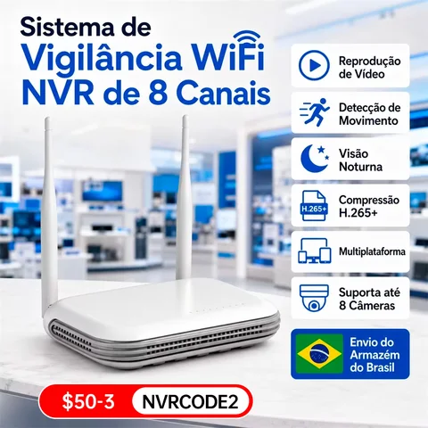 BR Delivery KERUI Mini 8CH NVR WIFI Gravador de Vídeo de Vigilância para Sistema de Câmeras de Segurança Residencial Suporta Onvif XMEYE iCSee