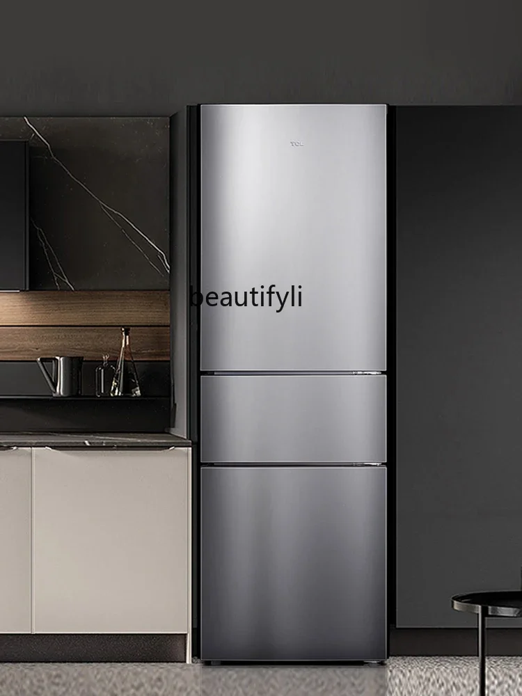 BCD-210TWZ50 Элегантный серебристый трехдверный холодильник Энергосберегающий бытовой экономичный воздушный охлаждение