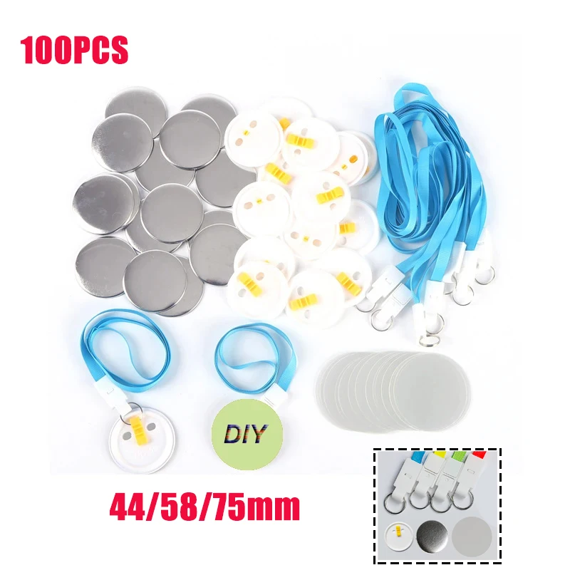 

100 комплектов ремешков 44/58/75 мм, пустые материалы, бирка, принадлежности для карточек сотрудника, сделай сам, для работы или подарка