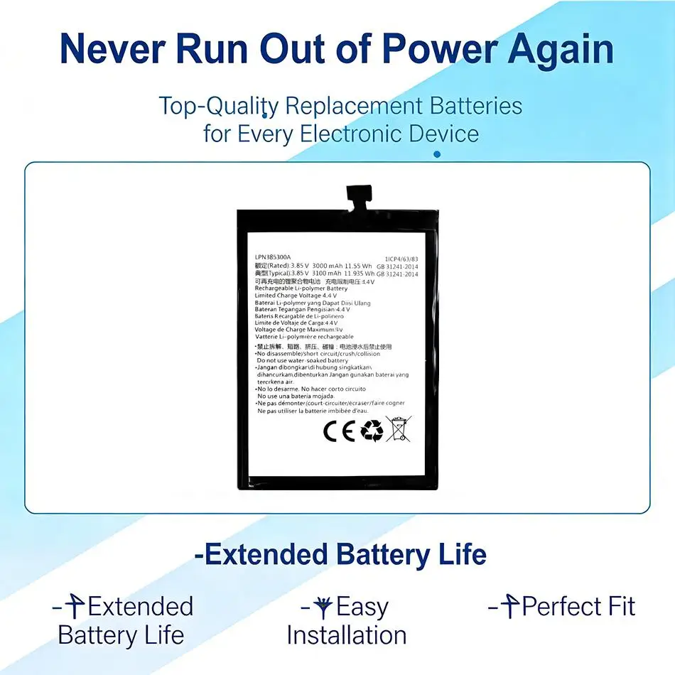 

Аккумулятор для мобильного телефона LPN385300A для Hisense F26 HLTE200T HLTE200M, высокая емкость 3000 мАч