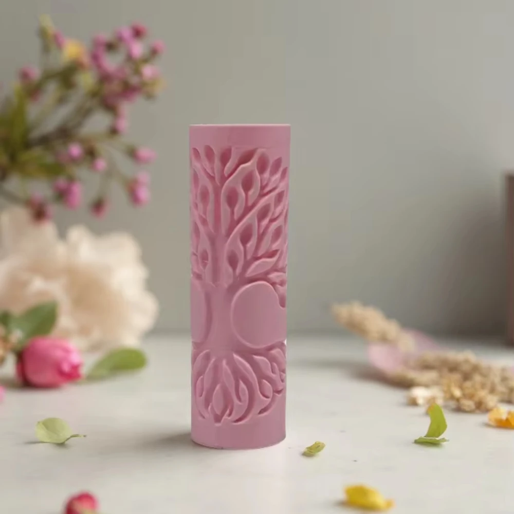 DIY Pottery Craft Rolling Pin Tool PLA 3D Printed Tree of Life Pattern Clay Relief Texture Roller for Polymer Clay Ceramic