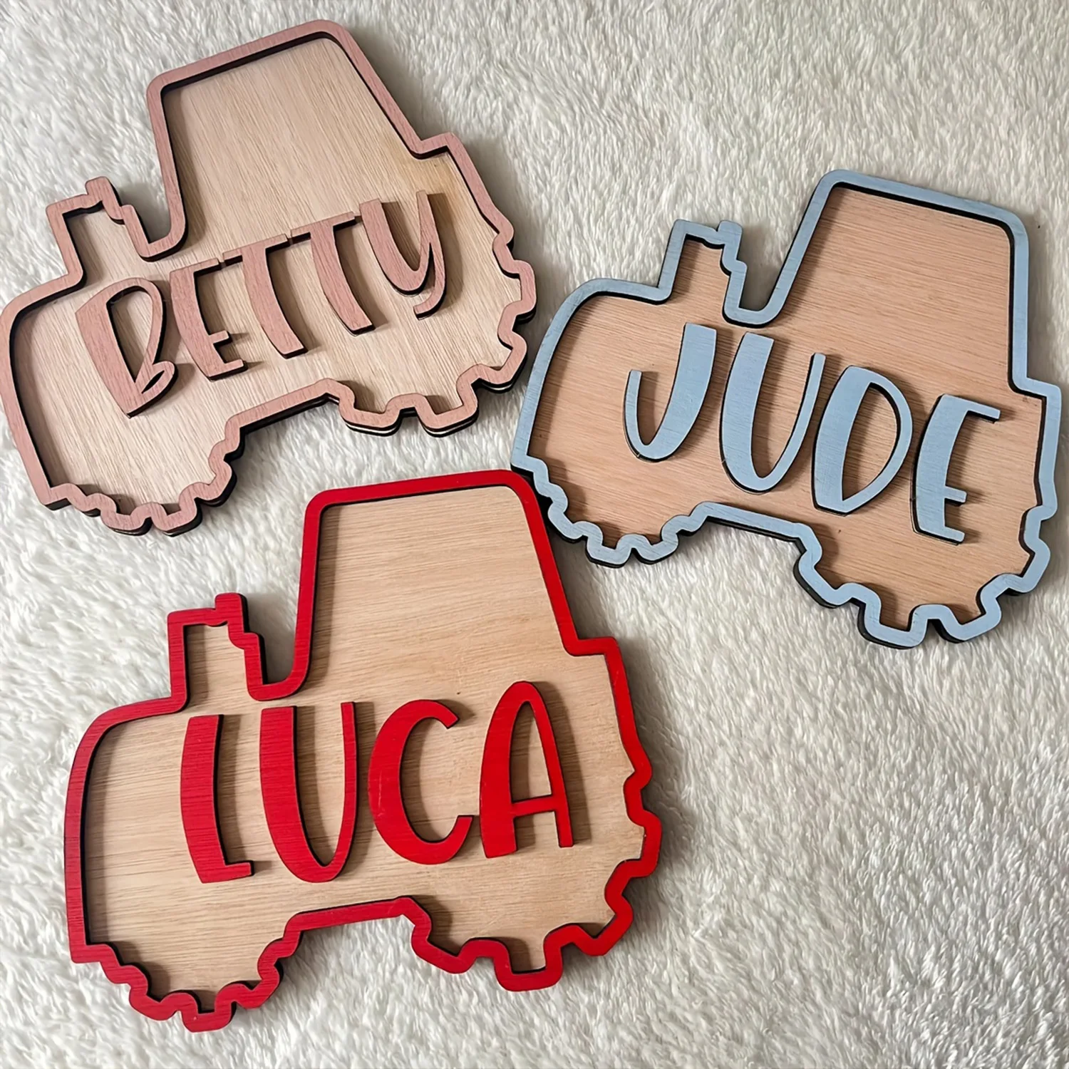 1pc customizable double-layer name tag, wooden car souvenir, multi scene decoration, perfect holiday gift view 6