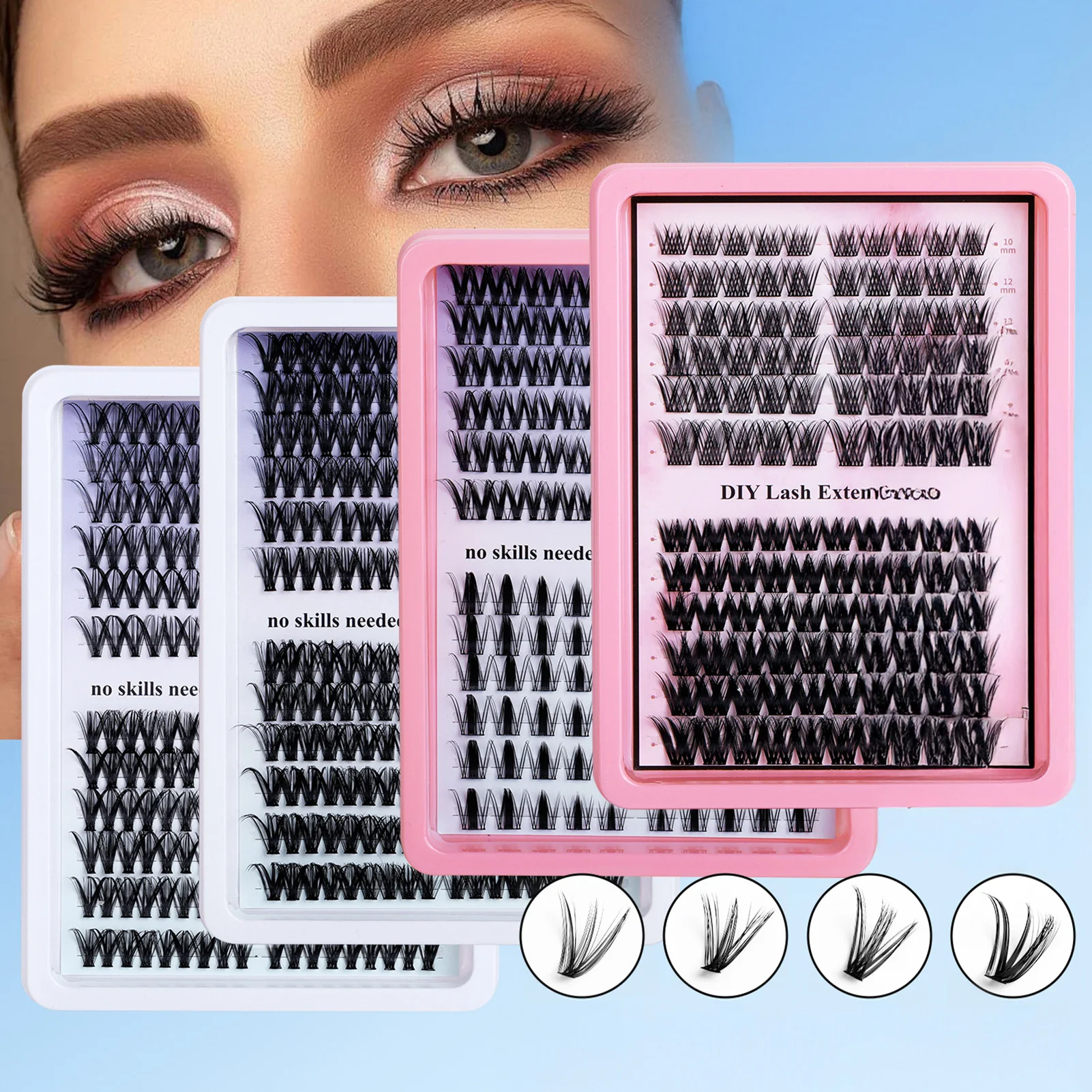 European Vivid Volume False Eyelash Clusters DIY Anime Cosplay Natural Dense Eyelashes Extension for Woman Perfect Eye Makeup