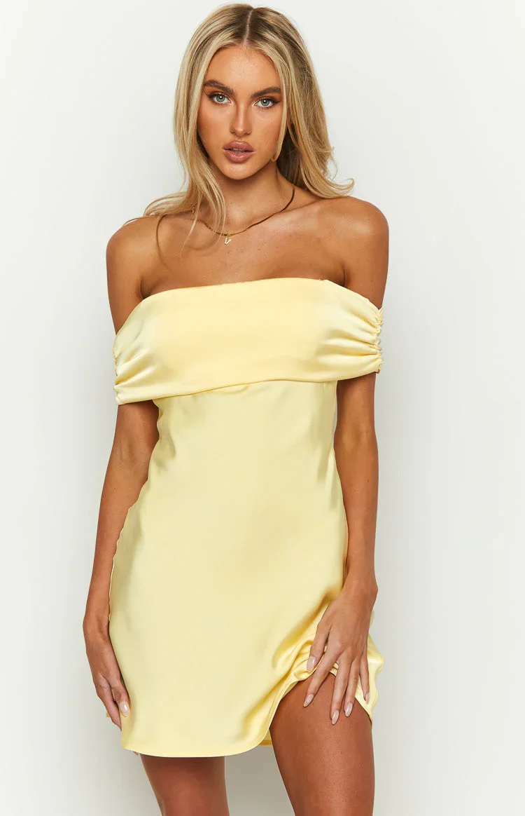 Elegant Satin Off Shoulder Bodycon mini skirt  Solid Color A-Line  back bow tie Lady date Casual Wear Holiday Party Vestidos