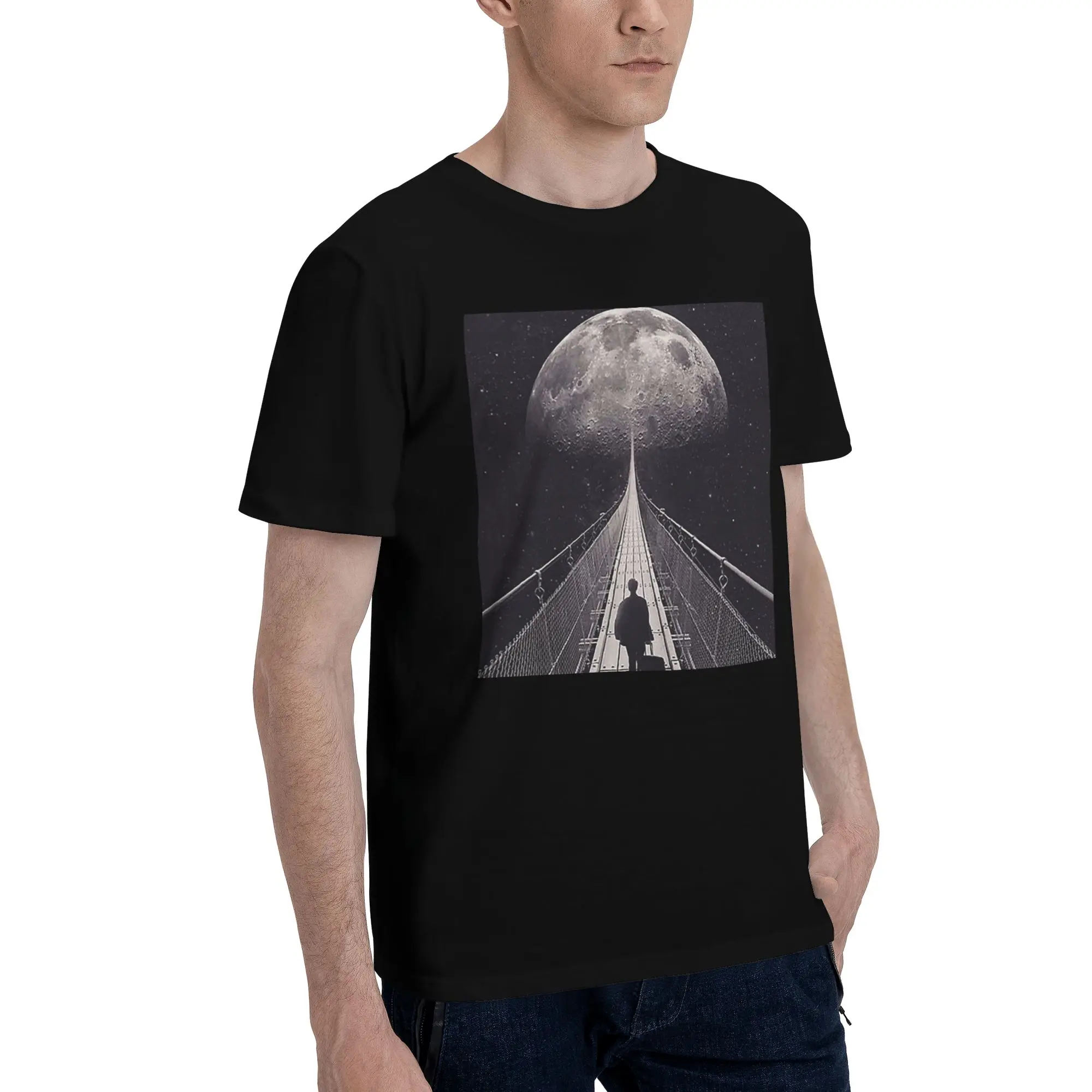 

Мужская футболка с космическим поездом, футболки больших размеров, мужские хлопковые футболки с круглым вырезом, короткие летние мужские футболки