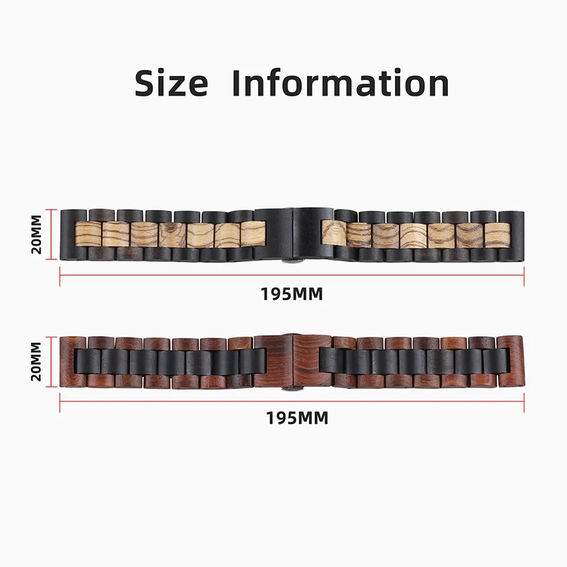 20mm 22mm Wood Watch Strap Quick Release Universal Wooden Bracelet for Samsung Galaxy Watch Band for Seiko Women Men Wristband