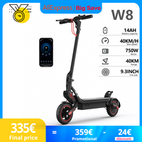 9.3 Inch W8 Electric Scooter 48V 14Ah Battery 750W Motor 30-40km Max Range 40km/h Max Speed Dual Suspension E Scooters With App