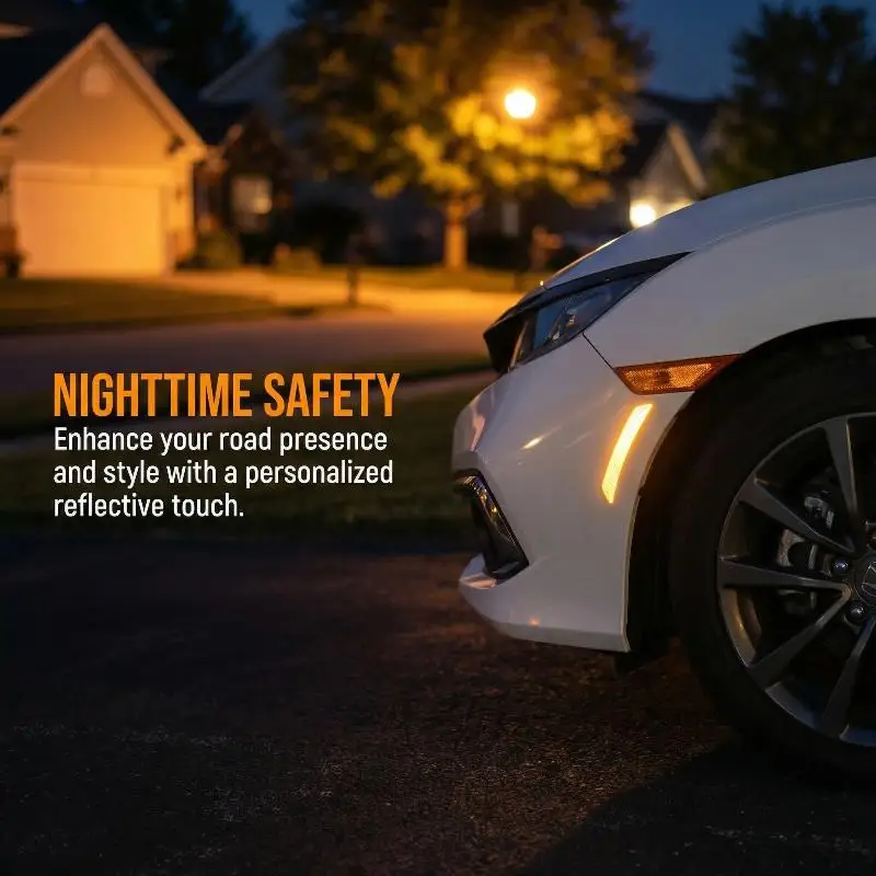 Car Door Body Protector Strip Anti Collision Reflective Warning Stickers for Night Driving 2PCS