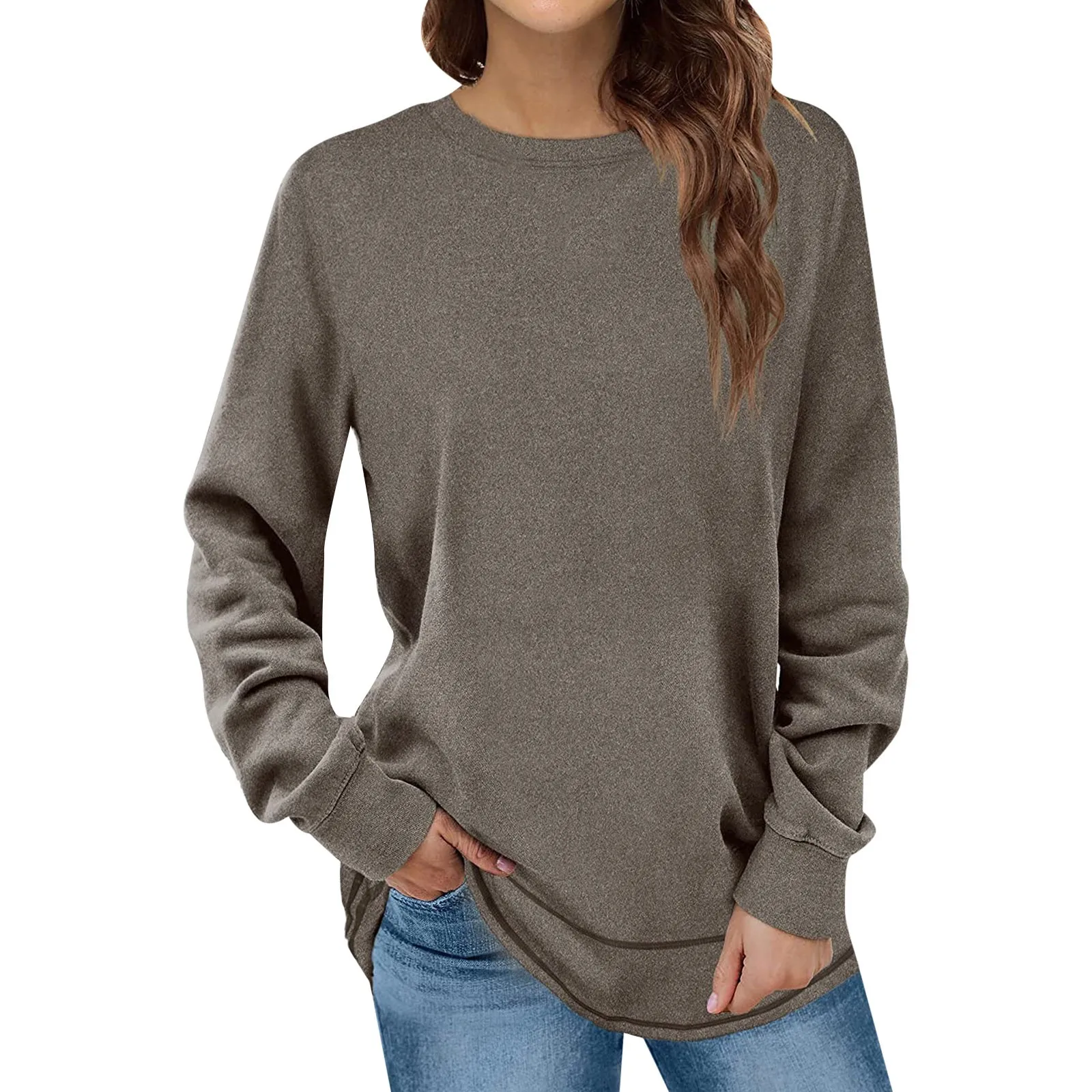 Womens Sweatshirts Soild Large For Women Crewneck Long Sleeve Fashion Shirts Tops Christmas Shirts Women Hoodies