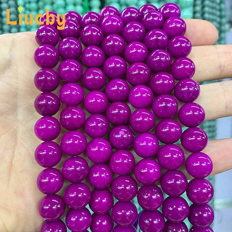 Lila Jaspe Naturstein Perlen Chinesischer Jader für Schmuckherstellung DIY Charm Armband Zubehör 15'' Großhandel 4/6/8/10/12mm a – Detail 2