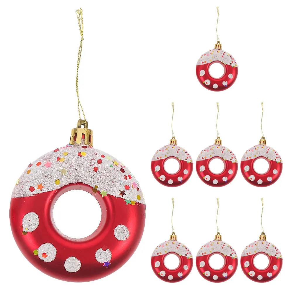 

8 Pcs Christmas Decoration Pendant Birthday Candy Decorations New Year Ornaments Tree Doughnut Party Household