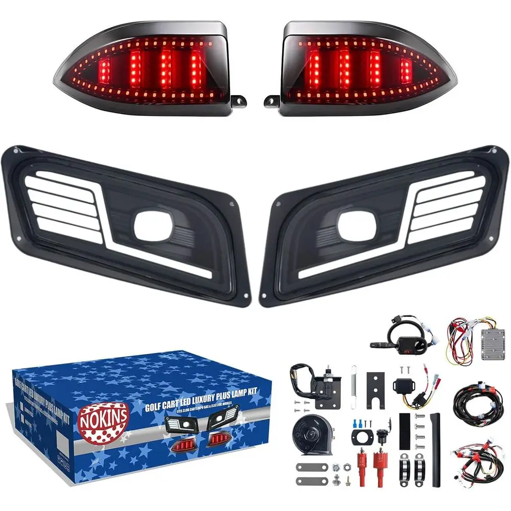 

Комплект светодиодных фар для Club Car Tempo, Golf Cart Deluxe PLUS, с регулировкой яркости, зарядкой USB QC3.0, сканирующим сигналом поворота и задним фонарем, 20А