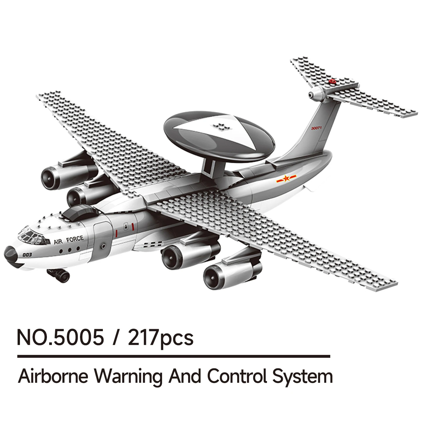 KJ-2000 AWACS Airplane Morden Army War Craft Set Models Military Plane Educational Building Blocks Toys for Christmas Gift
