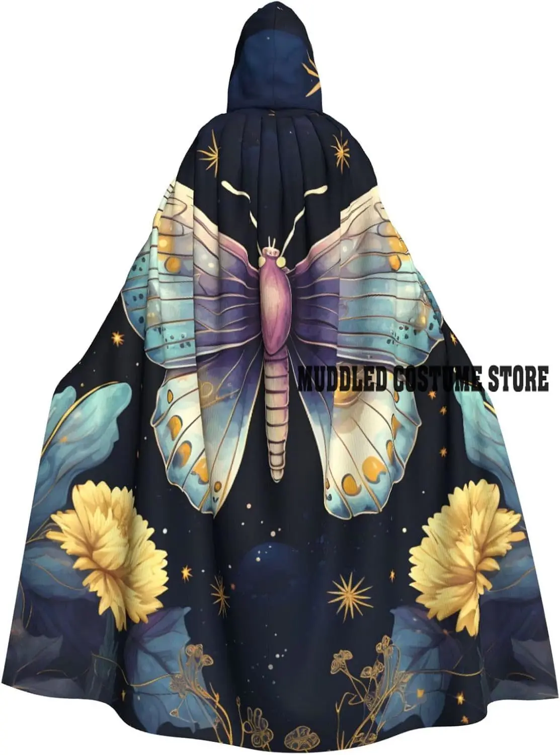 

Cloak with Hood Women Men Floral Butterfly Cape Halloween Costumes Cosplay Costume