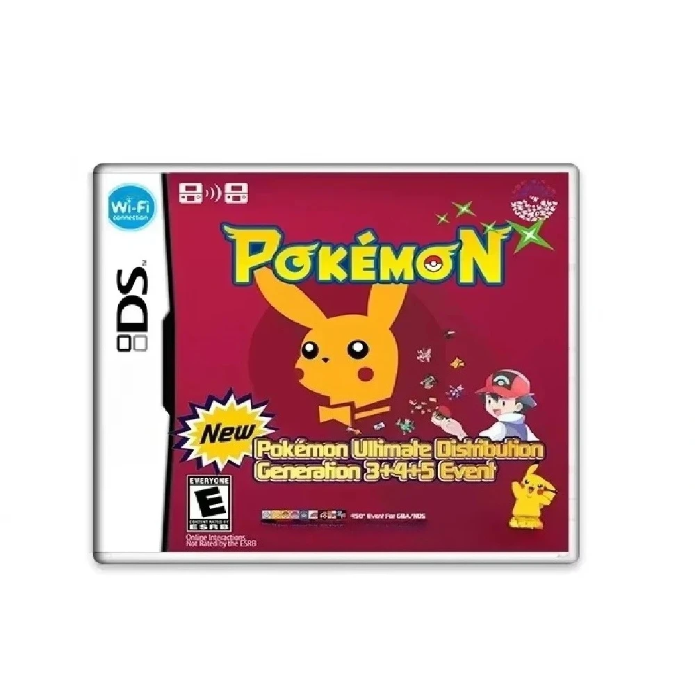 Cartucho de videojuego NDS, Pokémon Ultimate Distribution Gen 3, 4, y 5 cartuchos de juego para eventos, con manual de instrucciones