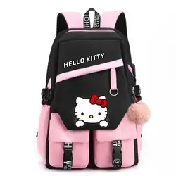 Mochila Kawaii Hello Kitty para niñas, Mochilas Escolares, portabilidad, adolescentes, estudiantes universitarios, bolso de hombro de viaje grande