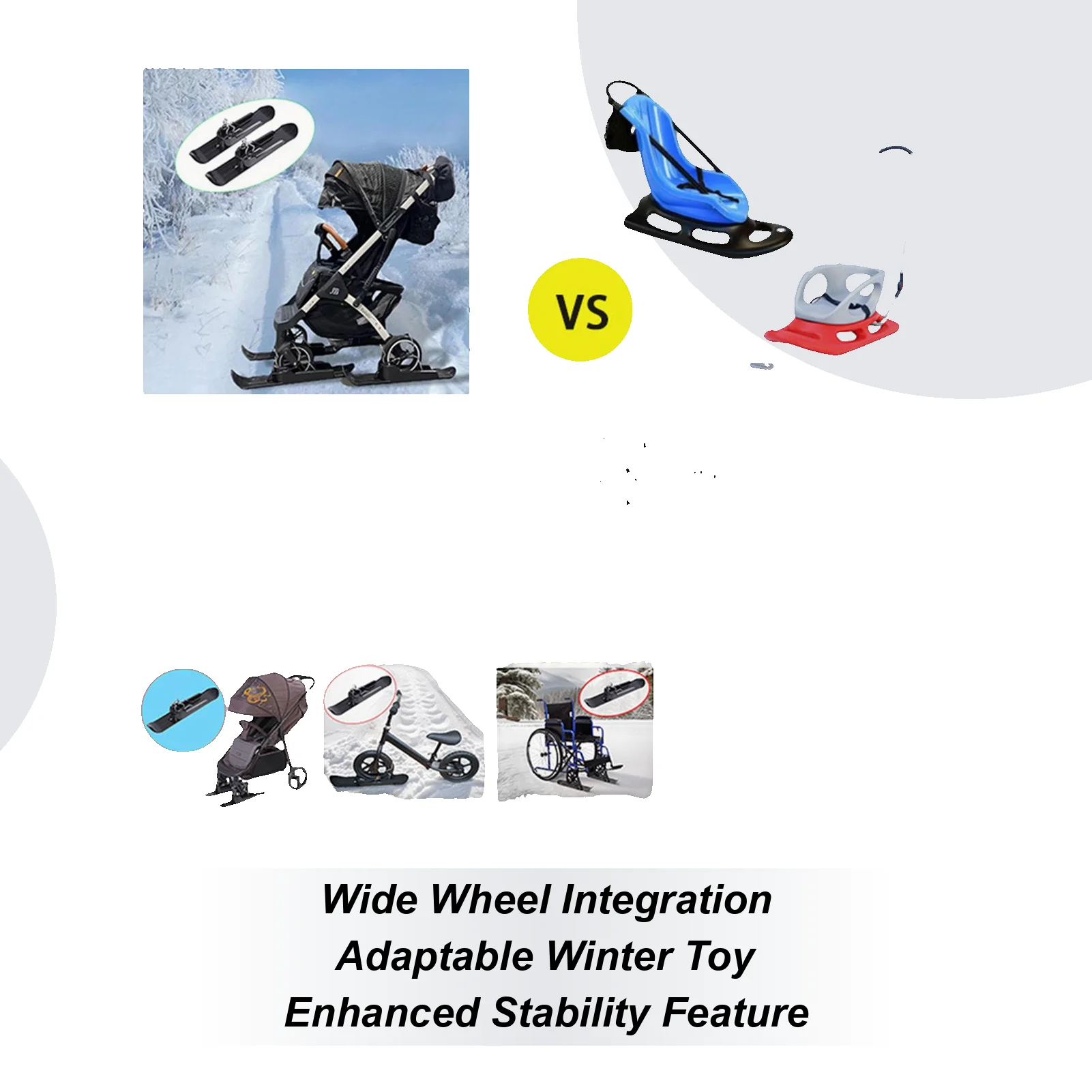 

Winter Cycling Skiing Sled Set Bike Snowboard Balance Cycling Snow Ski Scooter Snow Sledge Board Baby Stroller Walking Aids