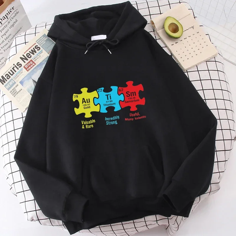 

Hoodies for Women Autism Puzzle Piece Outerwears Autism Awareness Print Clothes Long Sleeve Hooded Casual Harajuku Sweatshirts