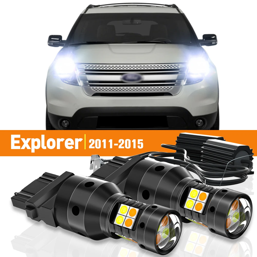 2x LED Dual Mode Turn Signal+Daytime Running Light DRL For Ford Explorer 2011-2015 2012 2013 2014 Accessories Canbus