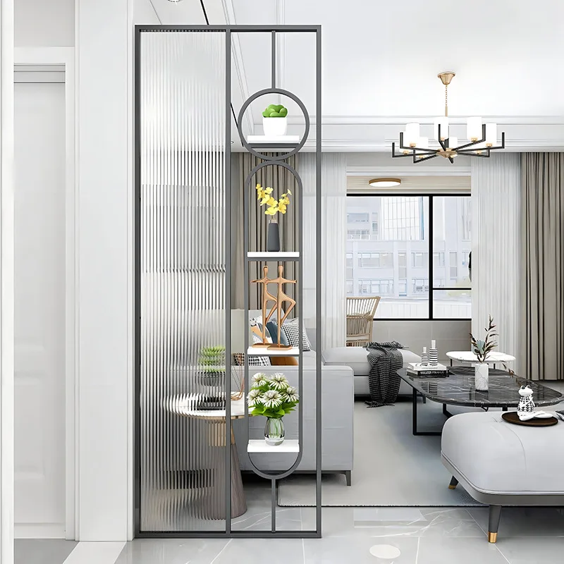Modern simple art glass screen living room entrance entrance bathroom blocking wrought iron partition decorative wall