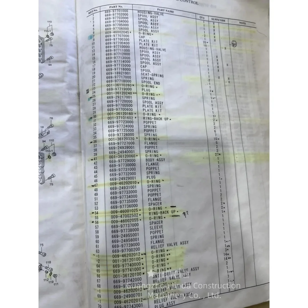 Parti dirette dell'escavatore in fabbrica 669-24900701/669-97700200 Valvola di sicurezza secondaria adatta per KATO 820-R Alta qualità