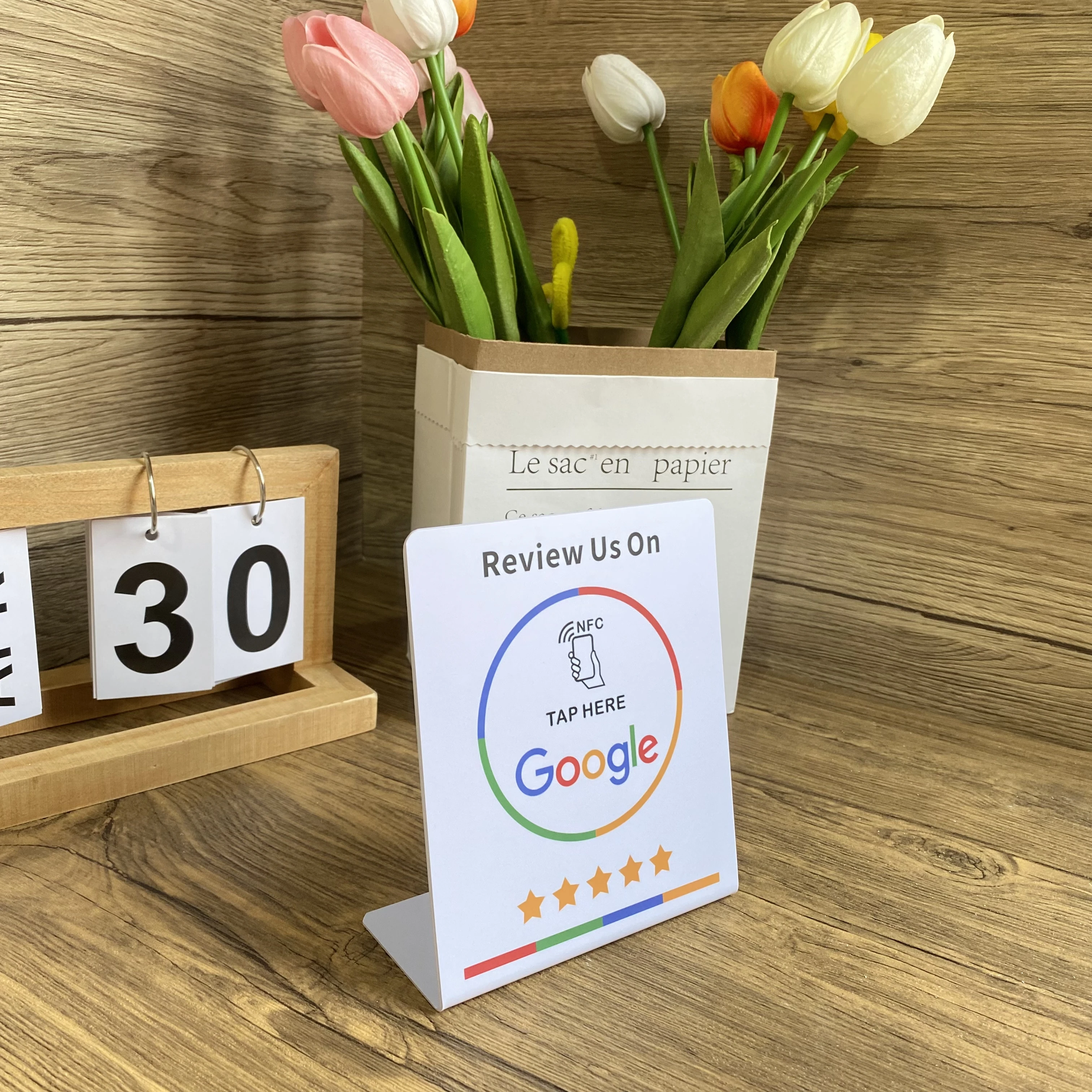 nfc stand 13.56Mhz Programmable Google Reviews NFC Stand Table NT/AG216 NFC Google Review Display nfc card personalized Custom