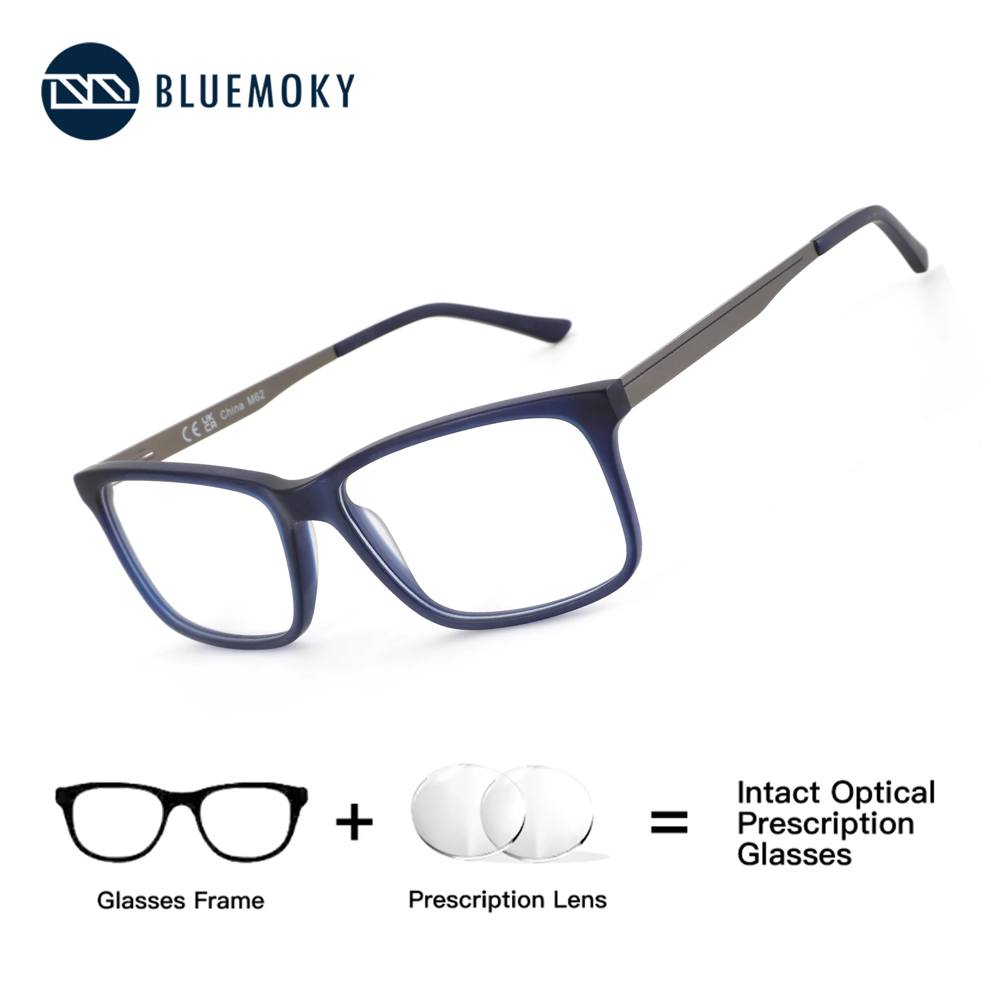 BLUEMOKY Acetate Square Custom Prescription Glasses Progressive Multifocal Eyeglasses Man Photochromic Anti Blue Light Lenses