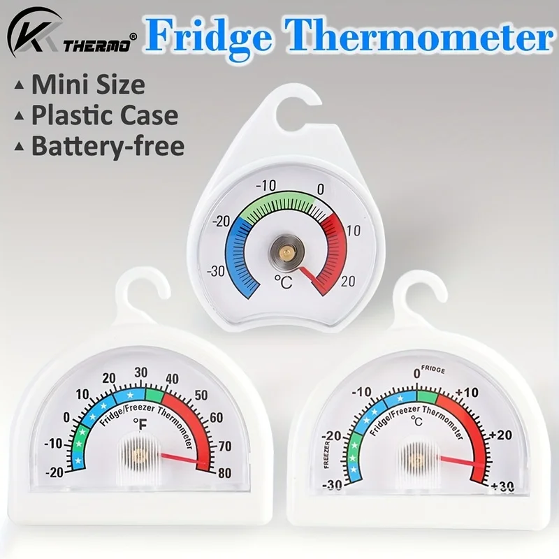 KT THERMO 2 Pack Fridge Freezer Thermometer Celsius Fahrenheit Compact Dial No Battery Refrigerator Temperature Gauge