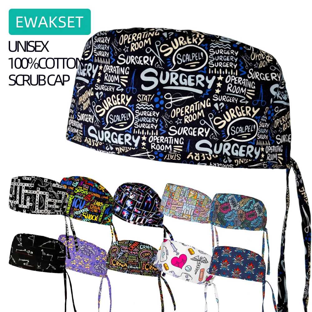 Gorro Quirúrgico Unisex para Quirófano, Gorro de Trabajo para Anestesia, Cirugía, Odontología, Hospital, Veterinaria, Gorros de Algodón para Cirugía