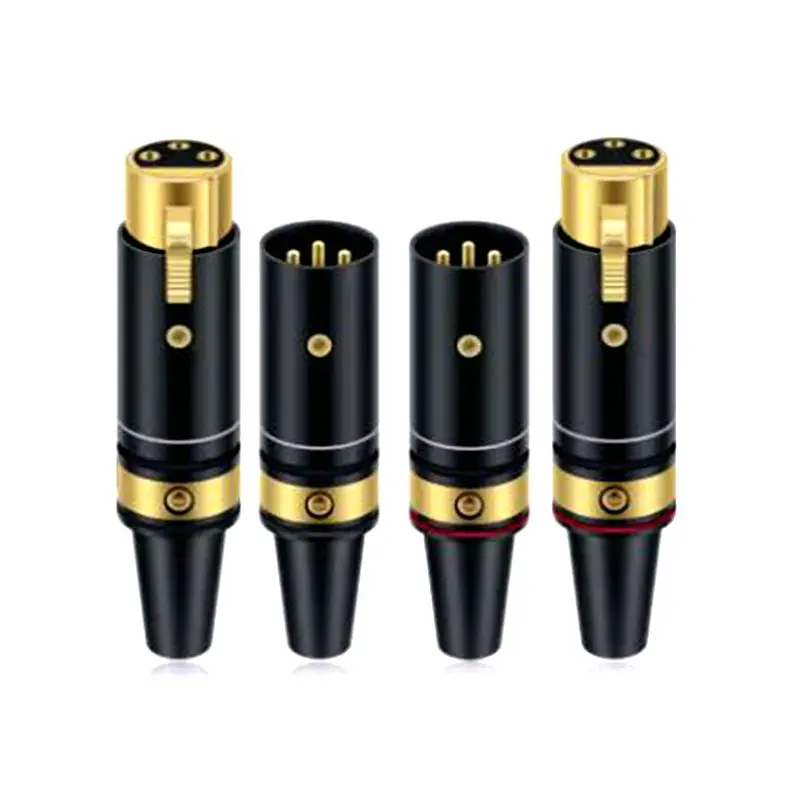 HiFi 3Pin XLR Male/Female Audio Plug Gold Plated 4PCS XLR Male /Female Connector for Microphone Audio Cable