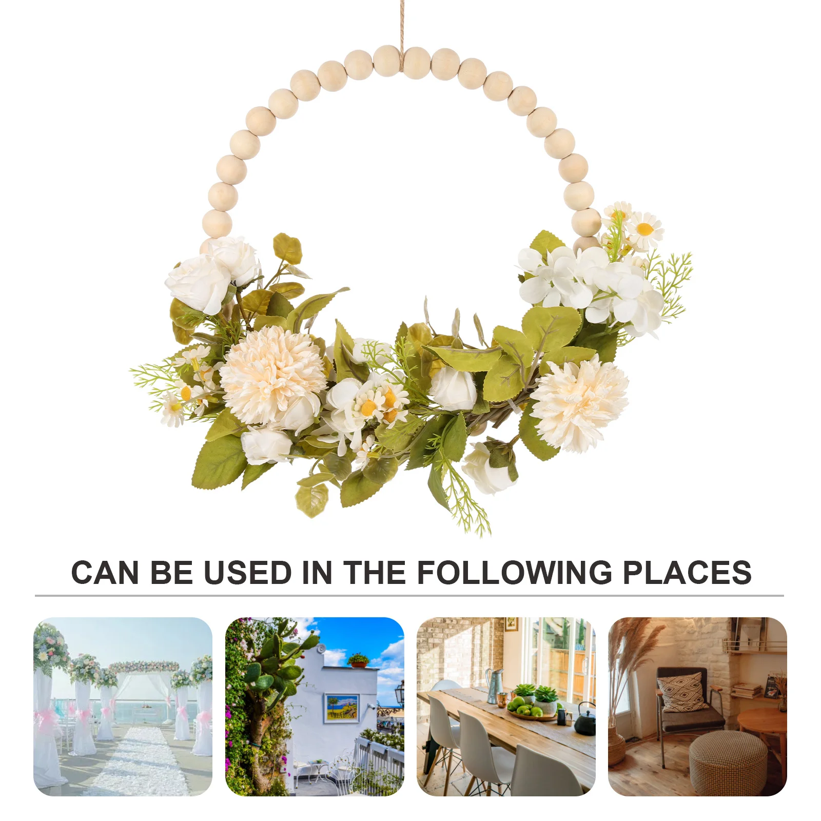 

Green Plant Artificial Flower Wreath For Home Decor Wedding Wall Hanging Indoor Outdoor Decoration Simulation Hanging