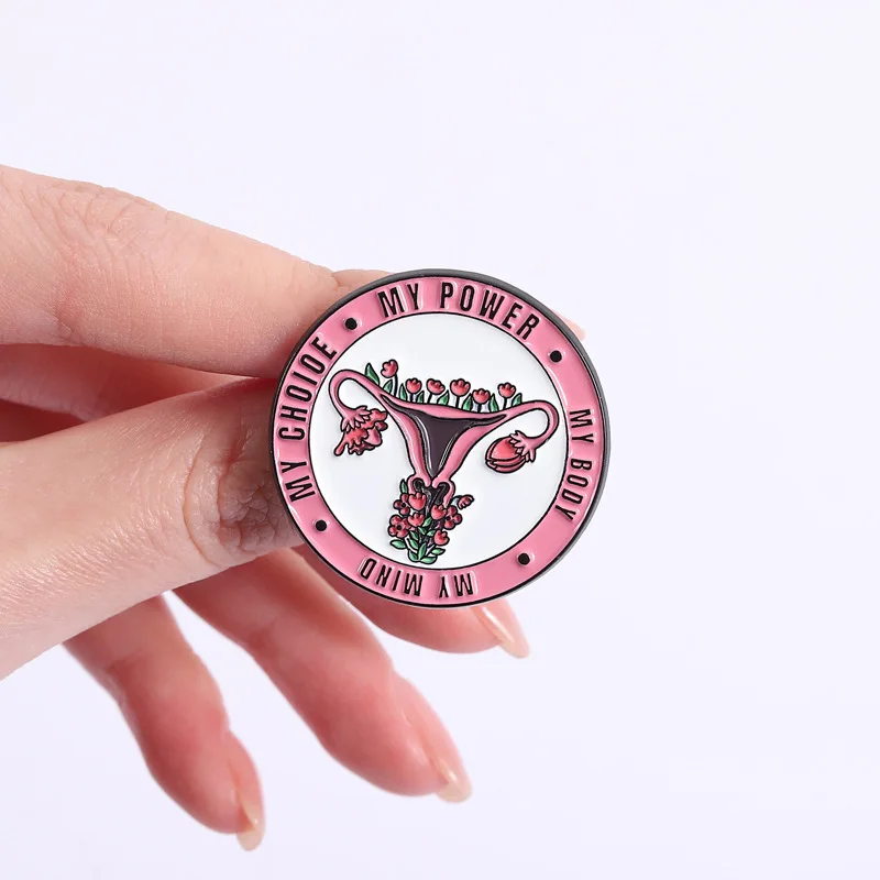 My Mind Powiee Choice Body Floral Uterus Badge Brooch Pins Stop Telling Women What To Do With Their Bodies Enamel Lapel Pin Acce