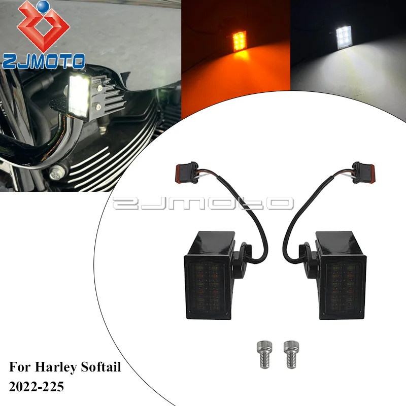 Black Metal Dual Intensity LED Front Turn Signals Running Light Plug And Play For Harley Softail ST EI FXLRST FXRST 2022-2025