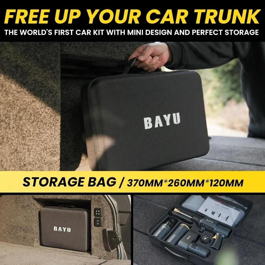 BAYU 6 في 1 مجموعة أدوات تشغيل السيارة مع 19000PA مكنسة كهربائية للسيارة بطارية عالمية غسالة الضغط اللاسلكي 150 رطل لكل بوصة مربعة تضخيم الإطارات