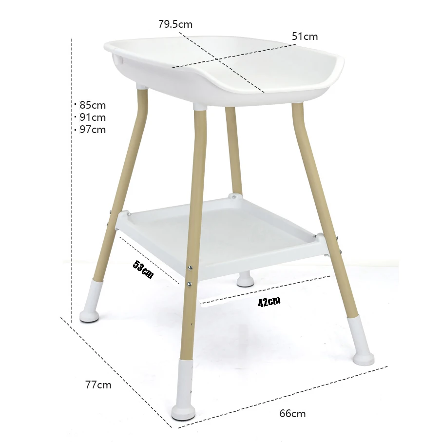 2 in 1 Baby Bath & Infant Diaper Changing Table with Free Changing Pad Included And Wheels